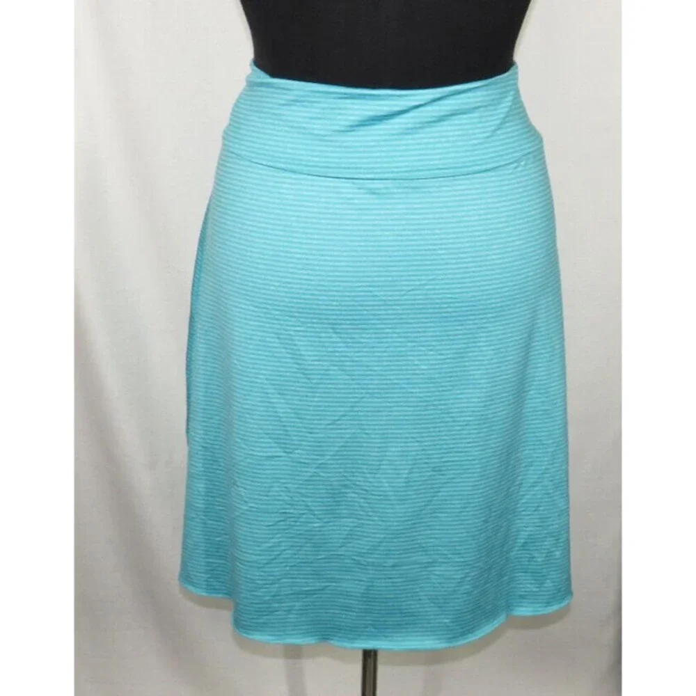 Tranquility By Colorado Clothing Aqua Striped Skirt Size XXL
